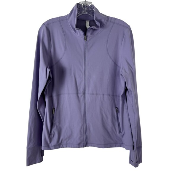 Zella Lavender Activewear Full Zip Jacket Large Athleisure Thumbhole Cuffs EUC - Picture 1 of 11